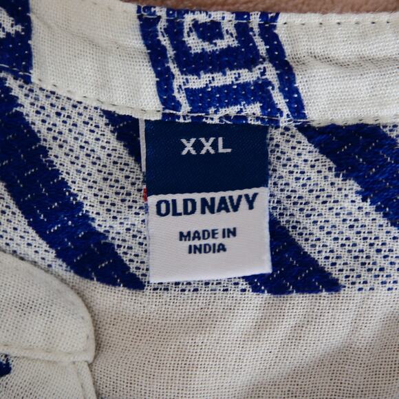 Old Navy Cobalt Blue Short-Sleeve IKAT Tunic size XXL - Picture 5 of 6